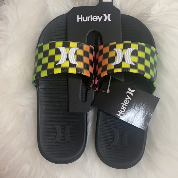 Hurley Shoes Hurley Unisex Youth Neon Checked Slides Poshmark